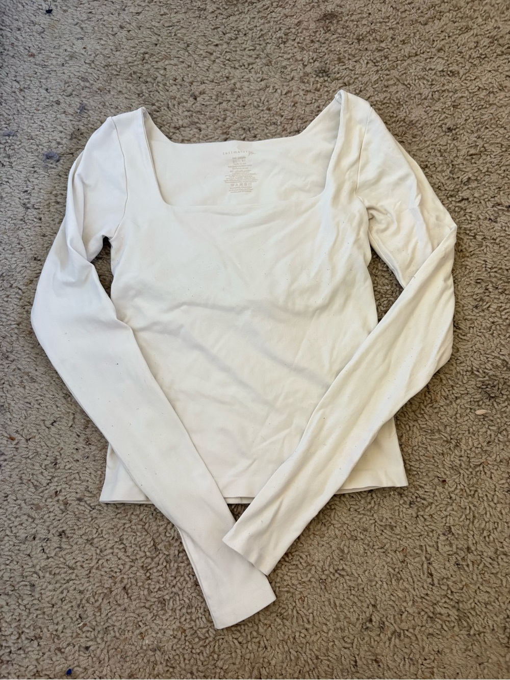 Free People White Scoop Neck Long Sleeve Top
